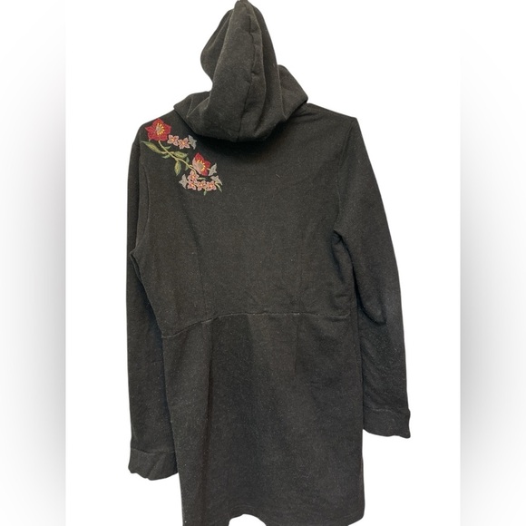 Caite Anthropologie Floral Embroidered Black Three Button Coat - Picture 2 of 12